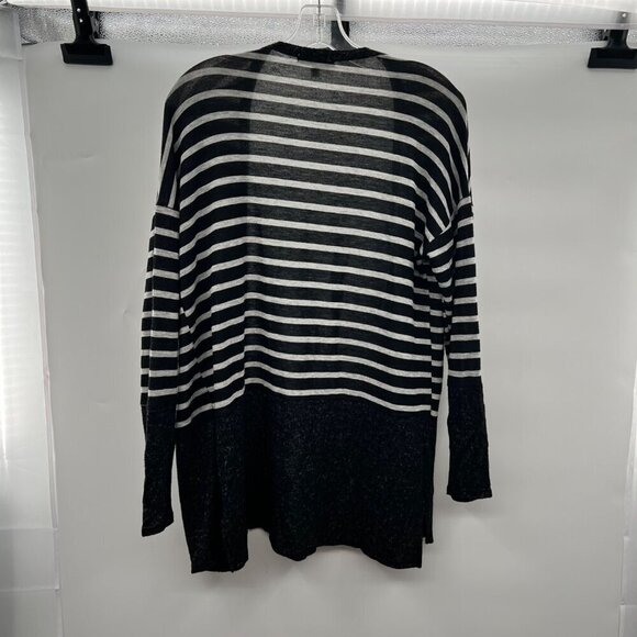 Moa Moa Women's Striped Long Sleeve Lightweight Cardigan Black/Gray Medium - Picture 6 of 8